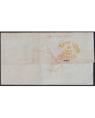 PREFI-803 ESPAÑA SPAIN 1851 COVER TO CUBA “EMPRESA. ESPAÑA” YELLOW POSTMARK.