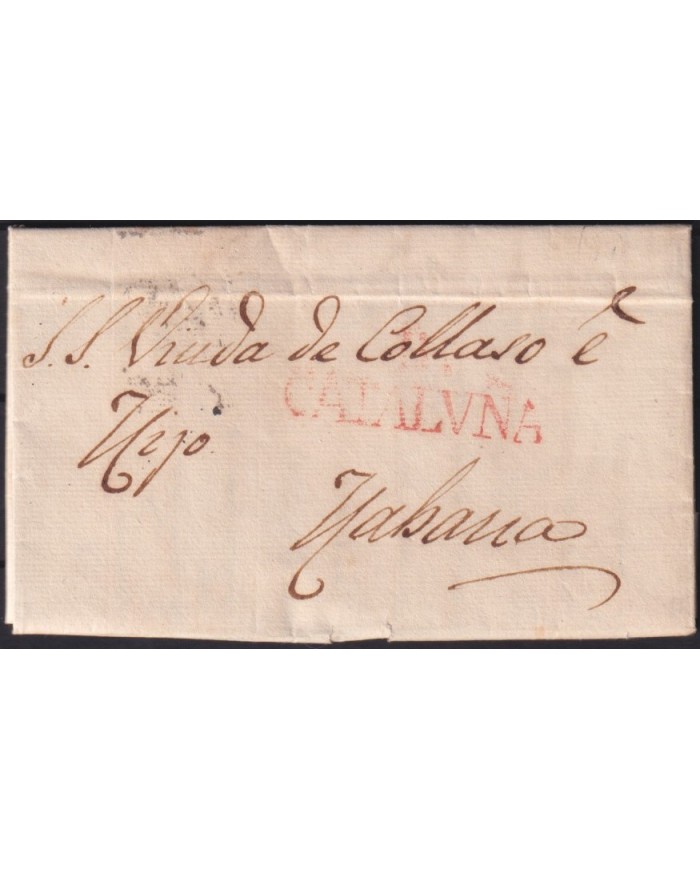 PREFI-807 ESPAÑA SPAIN 1834 “CATALUÑA” BARCELONA COVER TO CUBA “E” POSTMARK OF MARITIME EMPRESA.