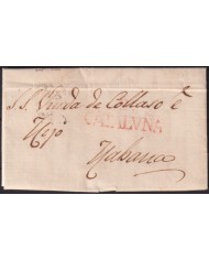 PREFI-807 ESPAÑA SPAIN 1834 “CATALUÑA” BARCELONA COVER TO CUBA “E” POSTMARK OF MARITIME EMPRESA.
