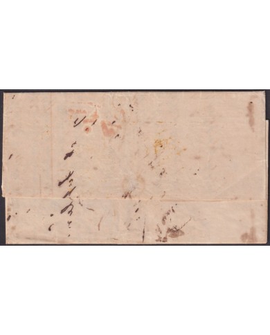 PREFI-806 ESPAÑA SPAIN 1849 COVER TO CUBA “EMPRESA. ESPAÑA” YELLOW POSTMARK.