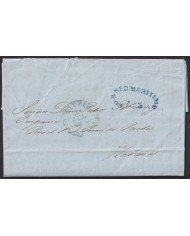 PREFI-811 ESPAÑA SPAIN 1846 MADRID COVER TO CUBA “CORREO MARTIMO Nº3” BLUE POSTMARK.