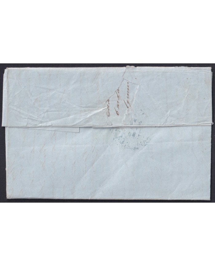 PREFI-811 ESPAÑA SPAIN 1846 MADRID COVER TO CUBA “CORREO MARTIMO Nº3” BLUE POSTMARK.
