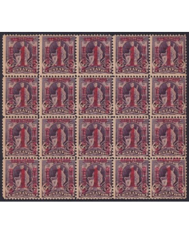 1902-174 CUBA REPUBLICA 1902 1c MNH BLOCK OF 20.