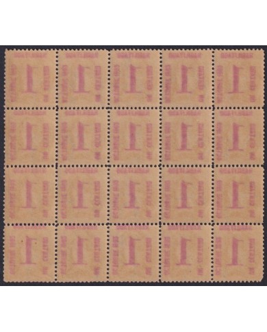 1902-174 CUBA REPUBLICA 1902 1c MNH BLOCK OF 20.