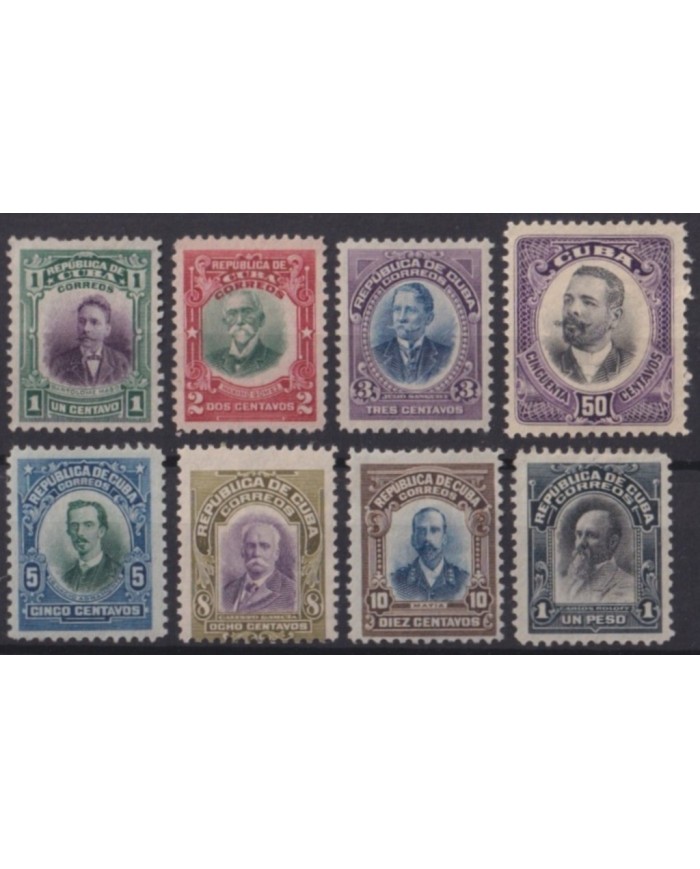 1910-241 CUBA REPUBLICA 1910 BI-COLOR PATRIOT COMPLETE SET MH ORIGINAL GUM.