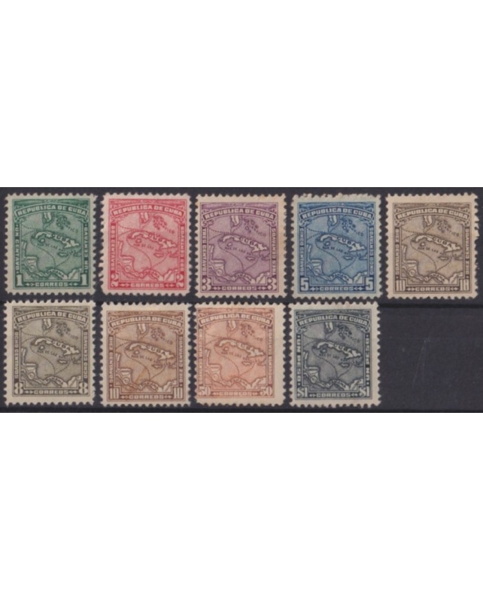 1914-191 CUBA REPUBLICA 1914 MAPS “MAPITAS” COMPLETE SET MH.