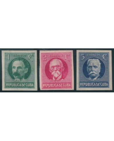 1925-90 CUBA REPUBLICA 1925 MH IMPERFORATED PATRIOT COMPLETE SET.