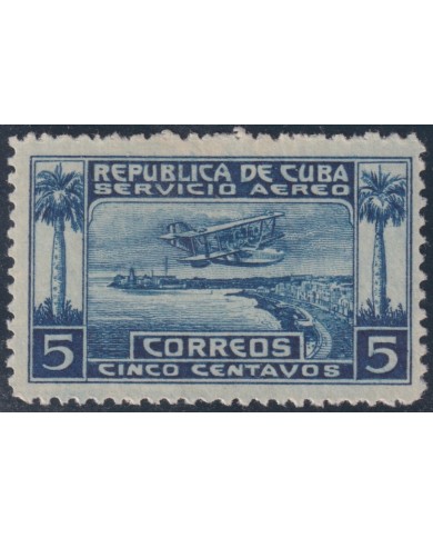1927-80 CUBA REPUBLICA 1927 MH MORANE AIRPLANE FLYGHT TO HAVANA HARBOR AIRMAIL.