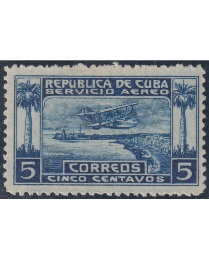 1927-80 CUBA REPUBLICA 1927 MH MORANE AIRPLANE FLYGHT TO HAVANA HARBOR AIRMAIL.