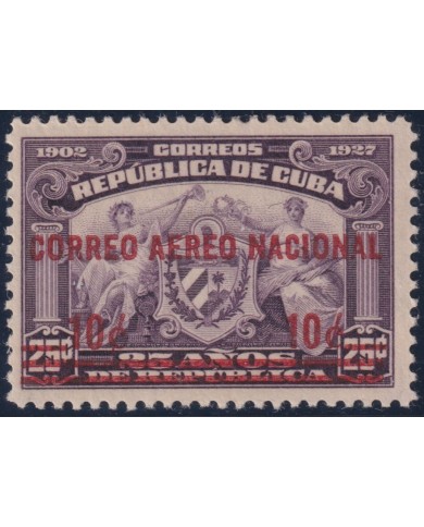 1930-110 CUBA REPUBLICA 1930 MLH OVERPRINT AIRMAIL CORREO AEREO NACIONAL.