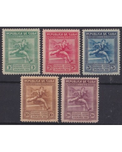 1930-109 CUBA REPUBLICA 1930 MLH II CENTROAMERICAN GAMES RUNNER COMPLETE SET.