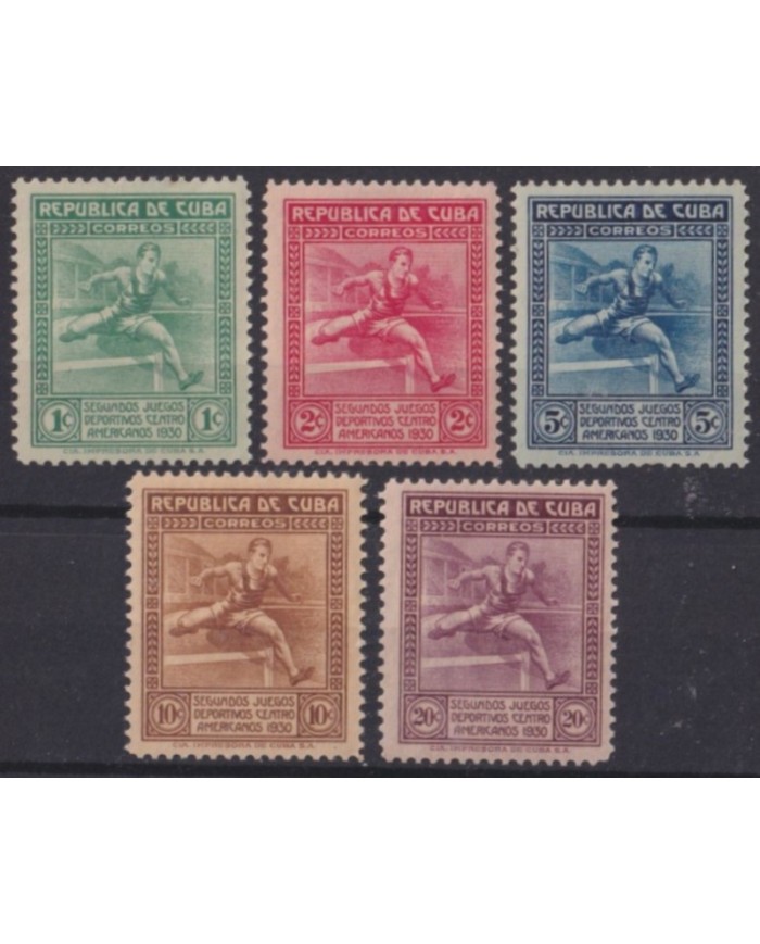 1930-109 CUBA REPUBLICA 1930 MLH II CENTROAMERICAN GAMES RUNNER COMPLETE SET.
