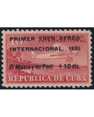 1935-86 CUBA REPUBLICA 1935 FIRST AIRMAIL TRAIN NO GUM.