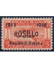 1938-92 CUBA REPUBLICA 1937 MH AIRPLANE OVERPRINT ROSILLO. “K” BROOKEN.