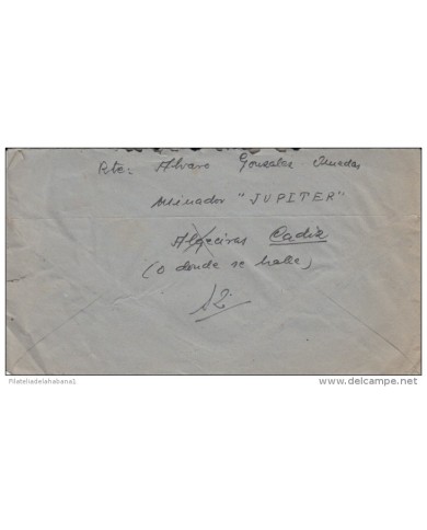 *F-EX.950 SPAIN ESPAÑA MILITAR. BARCO MINADOR \"JUPITER\"""" ALGECIRAS CANARIAS 1946"""