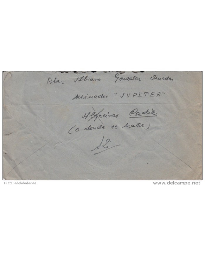 *F-EX.950 SPAIN ESPAÑA MILITAR. BARCO MINADOR \"JUPITER\"""" ALGECIRAS CANARIAS 1946"""