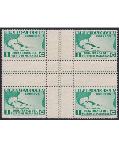 1936-446 CUBA REPUBLICA 1936 NO GUM ZONA FRANCA DEL PUERTO DE MATANZAS CENTER OF SHEET.