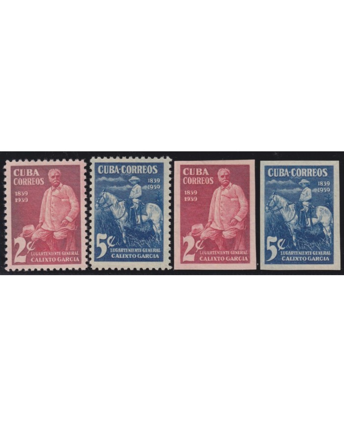 1939-461 CUBA REPUBLICA 1939 MH MAYOR GENERAL CALIXTO GARCIA PERF + IMPERF.