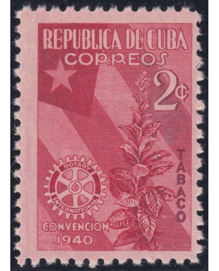 1940-386 CUBA REPUBLICA 1940 MH ROTARY CLUB PALM & CUBAN FLAG.