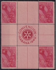 1940-392 CUBA REPUBLICA 1940 MNH ROTARY CLUB PALM & CUBAN FLAG CENTER OF SHEET.