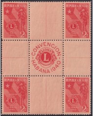 1940-395 CUBA REPUBLICA 1940 MNH LIONS CLUB PALM & CUBAN FLAG CENTER OF SHEET.