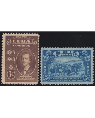 1942-471 CUBA REPUBLICA 1942 MH MAYOR GENERAL IGNACIO AGRAMONTE EQUESTRIAN INDEPENDENCE.