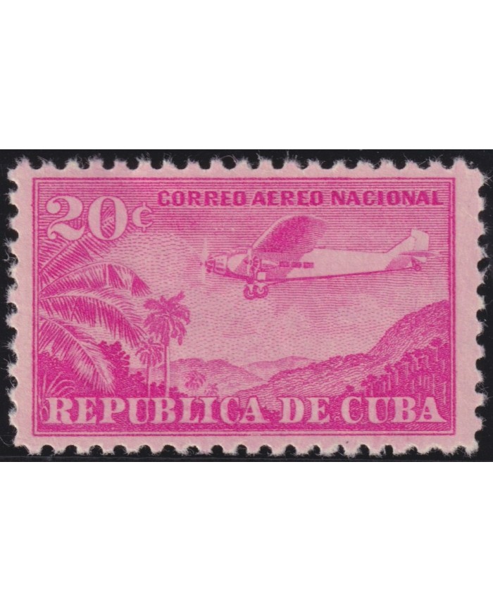 1946-165 CUBA REPUBLICA 1946 MH 20c CORREO AEREO INTERNACIONAL AVION AIRPLANE.