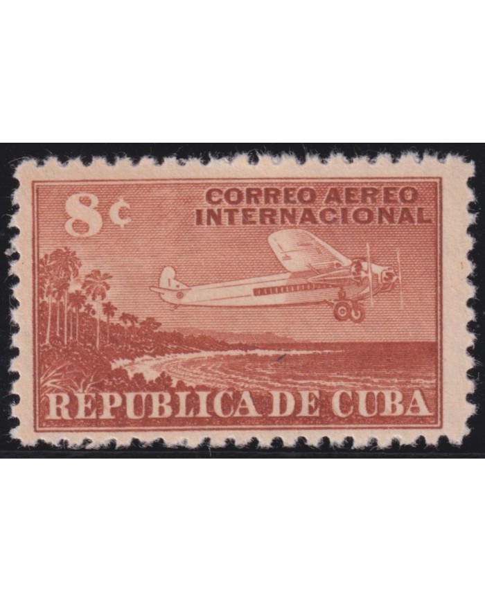 1948-324 CUBA REPUBLICA 1948 MH 8c CORREO AEREO INTERNACIONAL AVION AIRPLANE.