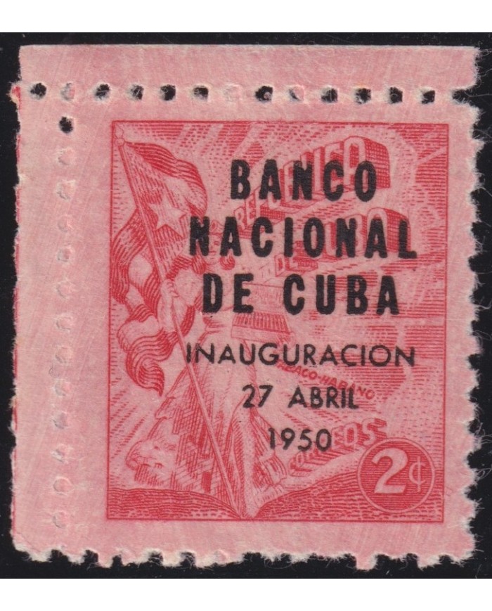 1950-303 CUBA REPUBLICA 1950 MNH BANCO NACIONAL DE CUBA OVERPRINT TOBACCO PROPAGANDA.