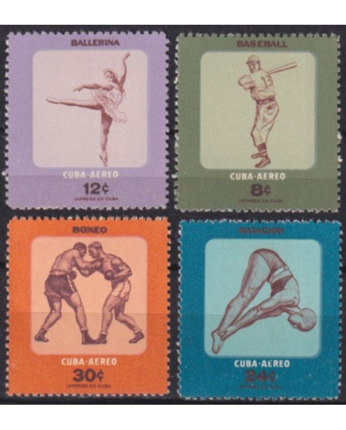 1958-503 CUBA REPUBLICA 1958 MH ACTIVIDADES JUVENILES BALLET BOXING SWIMMING BASEBALL.