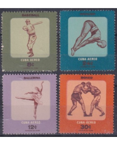 1958-504 CUBA REPUBLICA 1958 MH ACTIVIDADES JUVENILES BALLET BOXING SWIMMING BASEBALL.