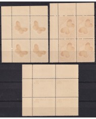1958-506 CUBA REPUBLICA 1958 MNH FELIPE POEY BLOCK 4 BUTTERFLIES FISH MARIPOSAS PAPILLONS WITH SHEET NUMBERS.