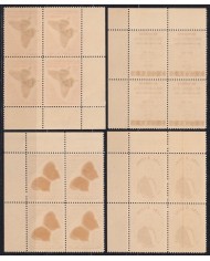 1958-506 CUBA REPUBLICA 1958 MNH FELIPE POEY BLOCK 4 BUTTERFLIES FISH MARIPOSAS PAPILLONS WITH SHEET NUMBERS.