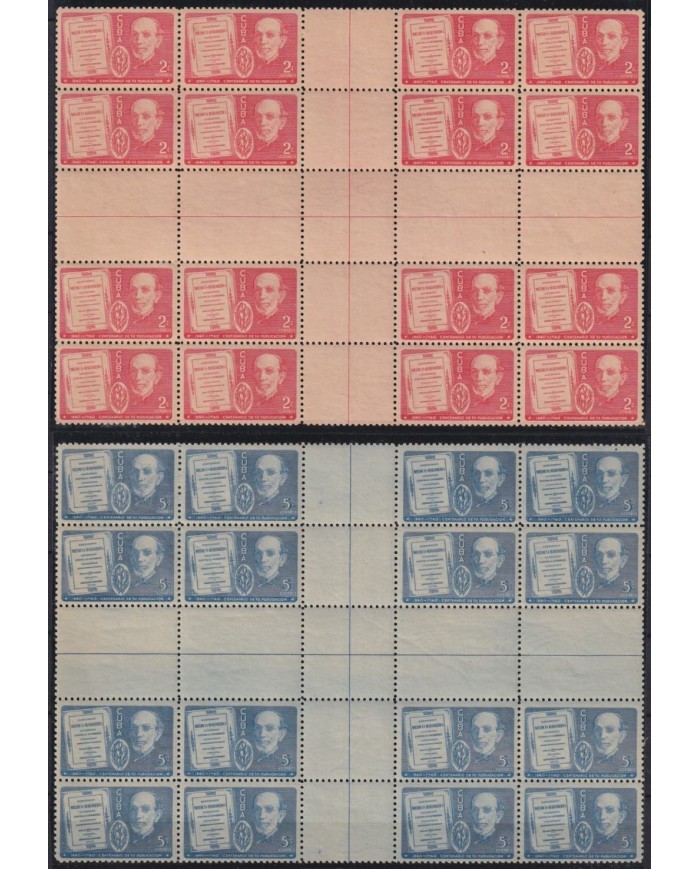 1940-393 CUBA REPUBLICA 1940 ORIGINAL GUM REPERTORIO MEDICO HABANERO NICOLAS GUTIERREZ CENTER SHEET.