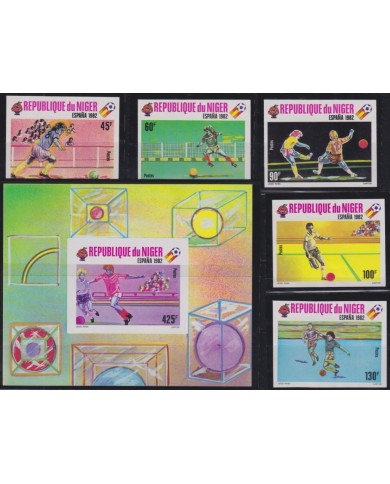 F-EX59955 NIGER MNH 1982 IMPERFORATED SET CHAMPIONSHIP CUP SOCCER FOOTBALL.