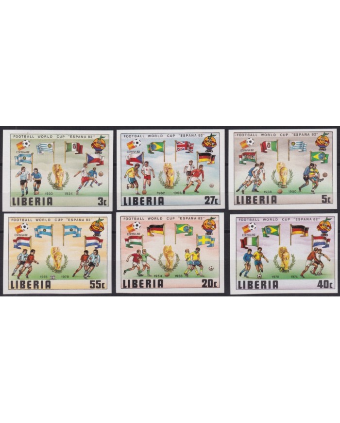 F-EX59959 LIBERIA MNH 1982 IMPERF SET CHAMPIONSHIP CUP SOCCER FOOTBALL.