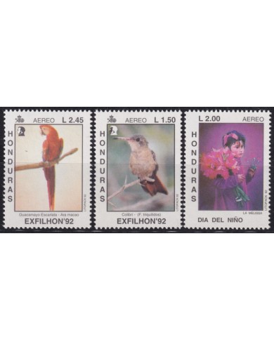 F-EX59506 HONDURAS 1992 MNH EXFILHON´92 BIRD AVES VÖGEL OISEAUX + STAMPS DAY.
