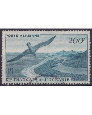 F-EX59578 FRENCH OCEANIE FINE USED 1948 200 fr BIRD AVES VÖGEL OISEAUX HIGHT VALUE.