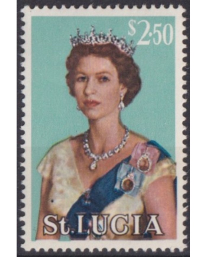 F-EX60113 STA LUCIA 1964 ORIGINAL GUM “NO MNH” 2,5$ QUEEN ELIZABETH.