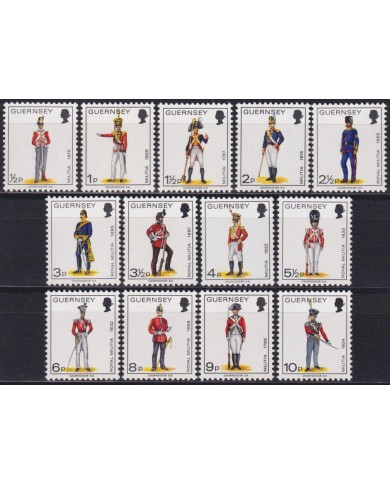 F-EX60138 ENGLAND UK GUERNSEY MNH 1974 MILITAR UNIFORM COSTUMES SET.