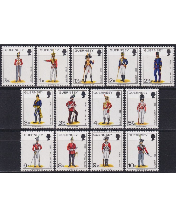 F-EX60138 ENGLAND UK GUERNSEY MNH 1974 MILITAR UNIFORM COSTUMES SET.