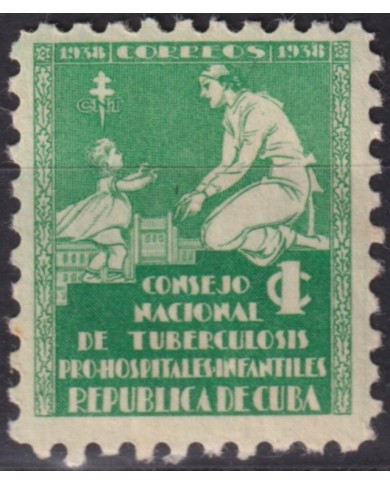 1938-100 CUBA REPUBLICA 1938 MLH 1c PRO TUBERCULOSOS SEMIPOSTAL CHILDREN.