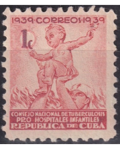1939-465 CUBA REPUBLICA 1939 MLH 1c PRO TUBERCULOSOS SEMIPOSTAL CHILDREN.