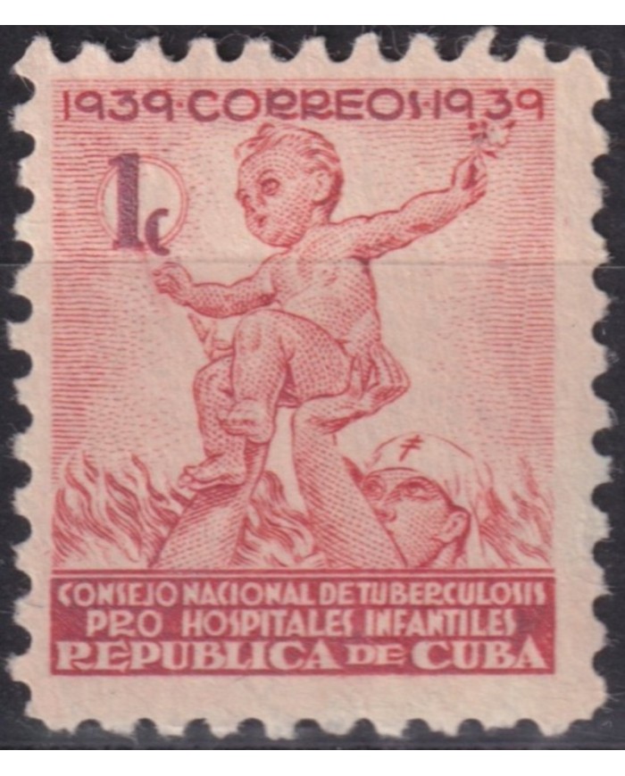 1939-465 CUBA REPUBLICA 1939 MLH 1c PRO TUBERCULOSOS SEMIPOSTAL CHILDREN.