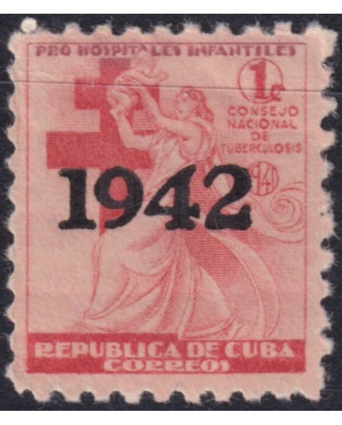1942-476 CUBA REPUBLICA 1942 MLH 1c PRO TUBERCULOSOS SEMIPOSTAL CHILDREN OVERPRINT “1942”.