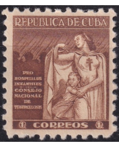 1943-181 CUBA REPUBLICA 1943 MLH 1c PRO TUBERCULOSOS SEMIPOSTAL CHILDREN.