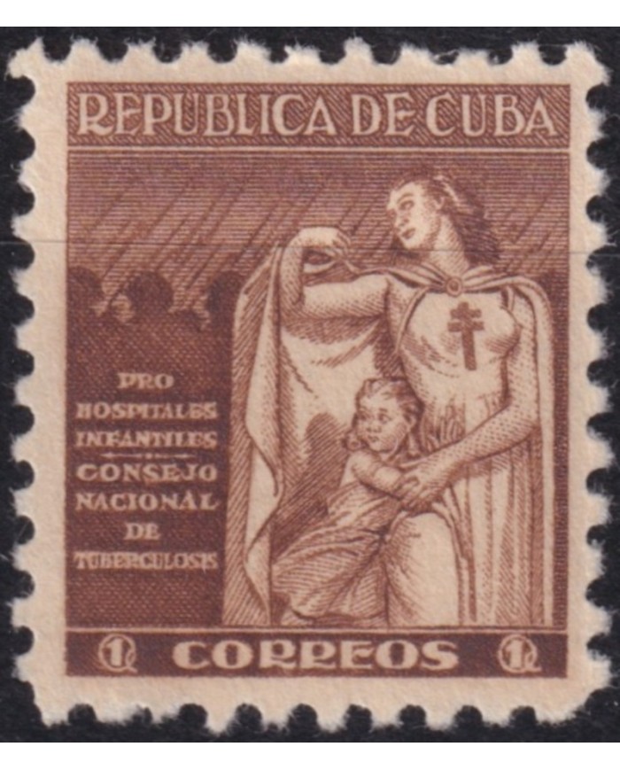 1943-181 CUBA REPUBLICA 1943 MLH 1c PRO TUBERCULOSOS SEMIPOSTAL CHILDREN.