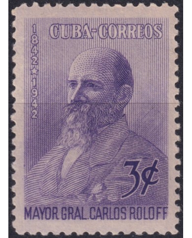 1944-198 CUBA REPUBLICA 1944 MLH 3c MAYOR GEN CARLOS ROLOFF POLAND INDEPENDENCE.