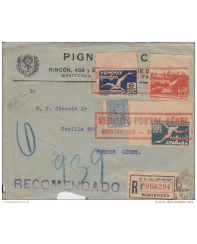 *F-EX.954 URUGUAY IMPERFORATED BIRDS FIRT FLIGHT MONTEVIDEO-B. AIRES ARGENTINA