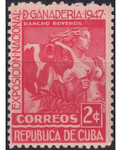 1947-291 CUBA REPUBLICA 1947 MNH EXPO NACIONAL DE GANADERIA COW EXHIBITION.